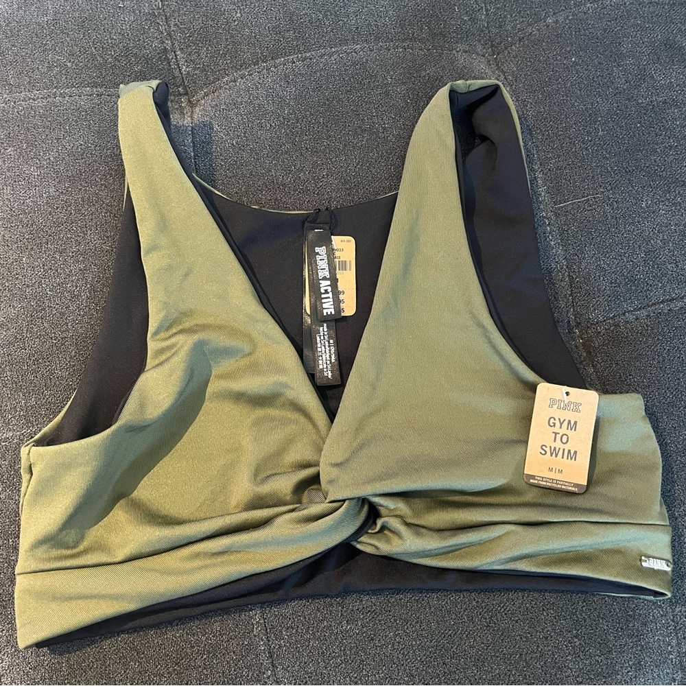 Victoria's Secret Olive and Black Sports Bra